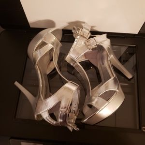 Silver "strappy" 5 inch heels- Size 6